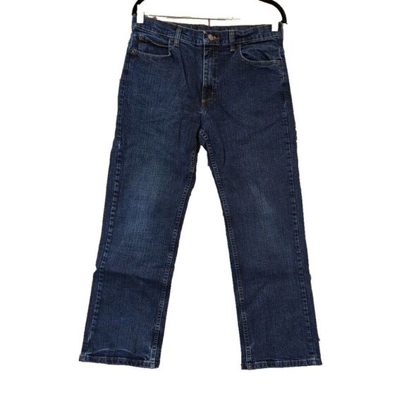 Wrangler Boys Size 16 Husky Blue Medium Wash Mid Rise Denim Straight Jeans - Picture 1 of 7